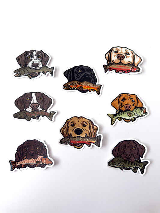 Assorted Dogs + Fish Stickers