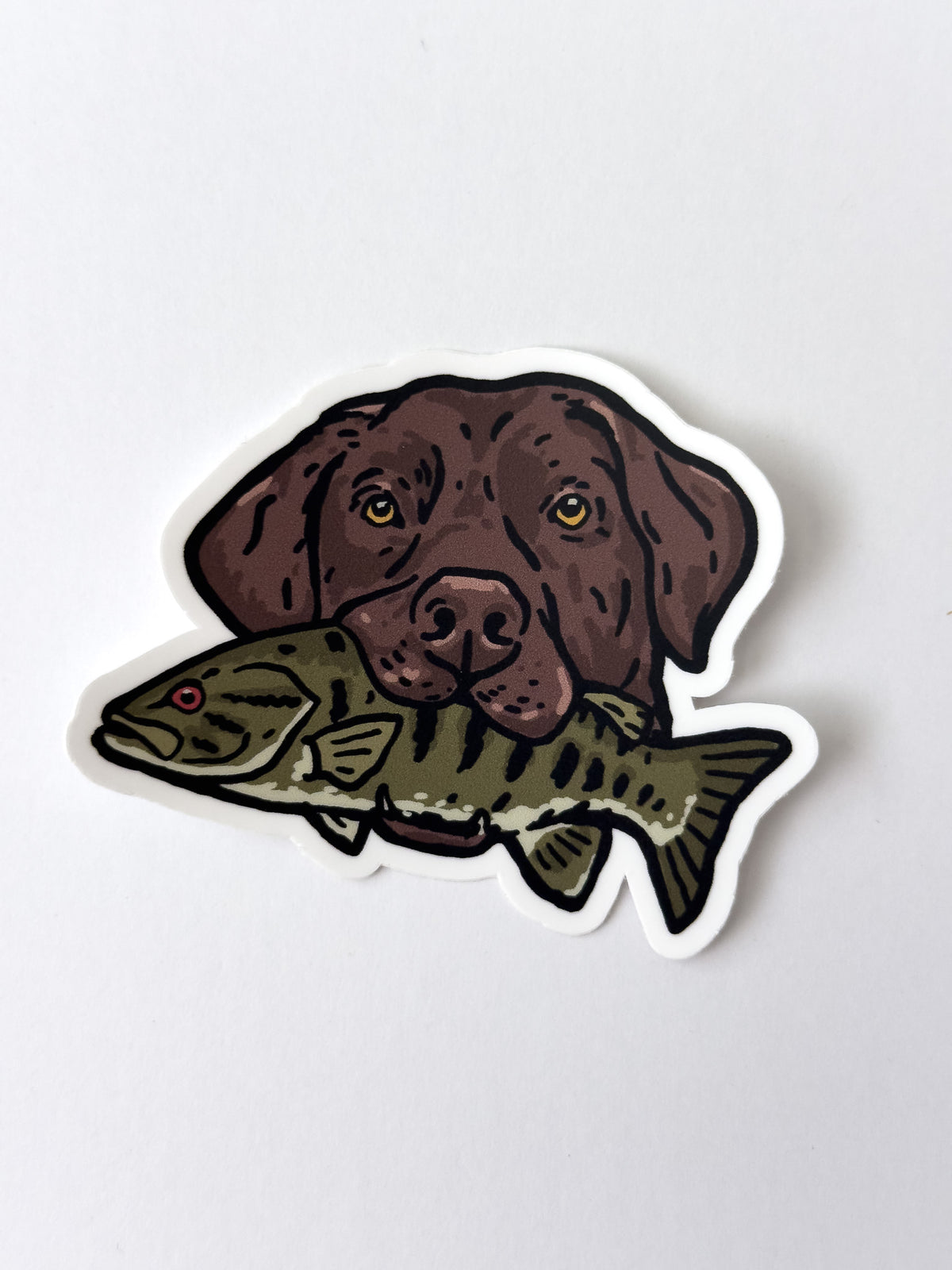 Chocolate Lab + Smallmouth Bass Sticker
