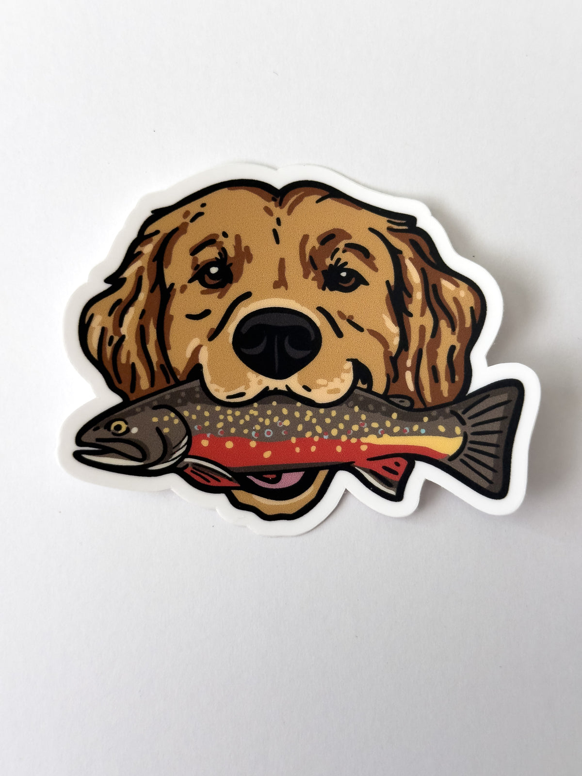 Golden Retriever + Brook Trout Sticker